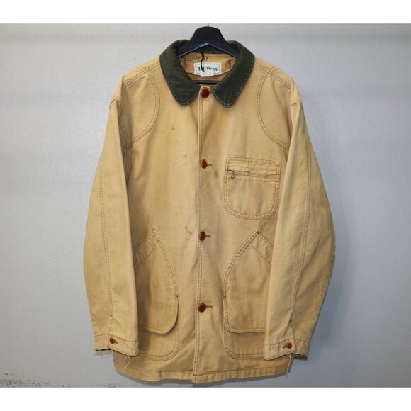 VINTAGE 90s LL Bean Men's Beige Chore Jacket w/ Removable Liner - Size L